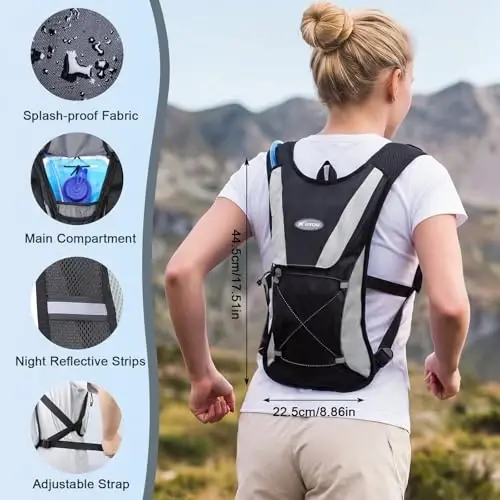 KUYOU Running Hydration Vest - Lightweight Insulated Hydration Backpack with 2L Water Bladder, Adjustable Chest Straps and Reflective Water Backpack for Running Marathon Race Hiking Cycling - KUYOU (1)