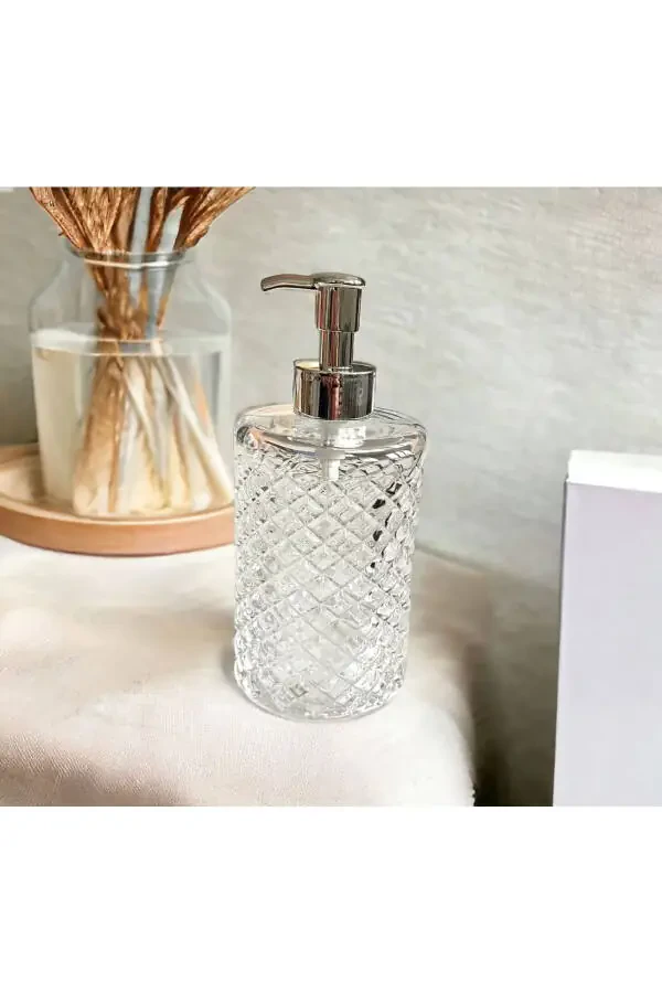 2 Luxury Glass Liquid Soap Dish Detergent Soap Dispensers Set - 5