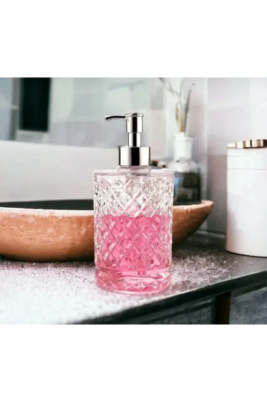 2 Luxury Glass Liquid Soap Dish Detergent Soap Dispensers Set - 5