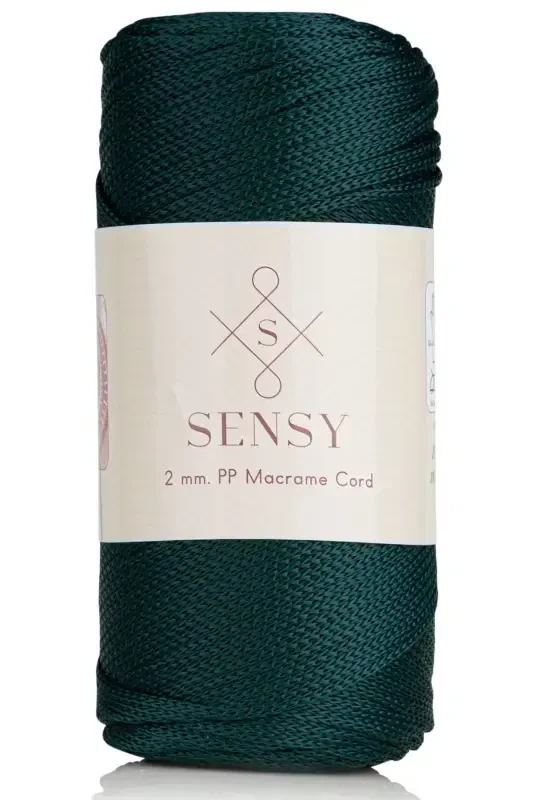 2 Mm - 200 gr Polyester Macrame Rope Green 230 M Polyester Macrame Rope Placemat Rope and Bag Yarn-Green - SENSY
