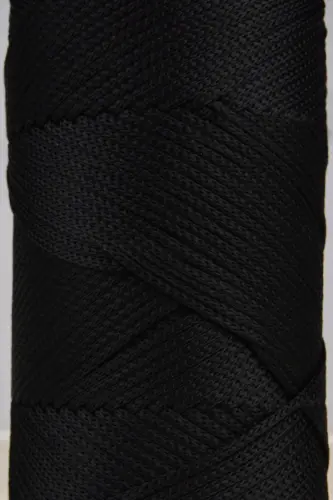 2 Mm - 200 gr Polyester Macrame Yarn Black 230 M Polyester Macrame Yarn Placemat Yarn and Bag Yarn-Black - 2