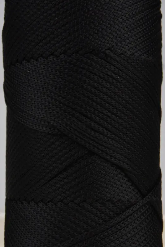 2 Mm - 200 gr Polyester Macrame Yarn Black 230 M Polyester Macrame Yarn Placemat Yarn and Bag Yarn-Black - 2