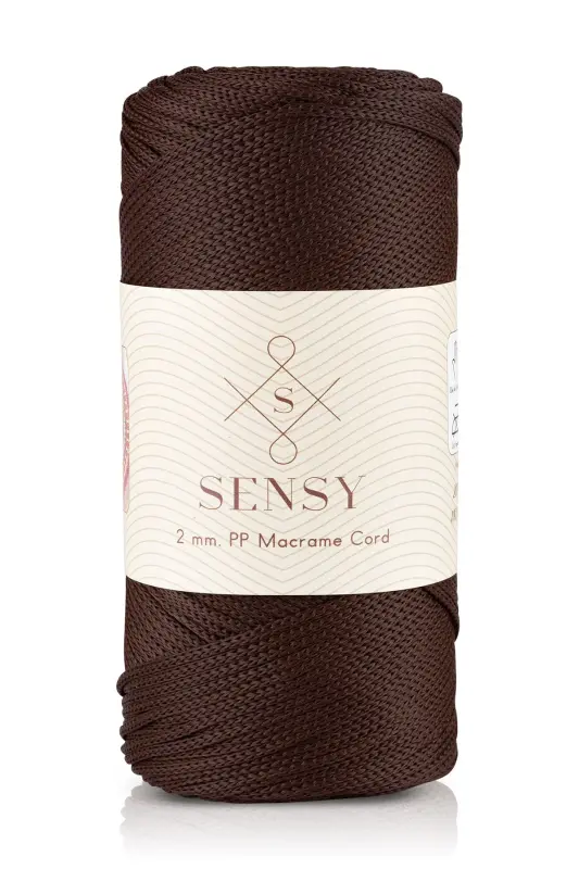 2 Mm - 200 gr Polyester Macrame Yarn Brown 230 M Polyester Macrame Yarn Placemat Yarn and Bag Yarn-Brown - 1