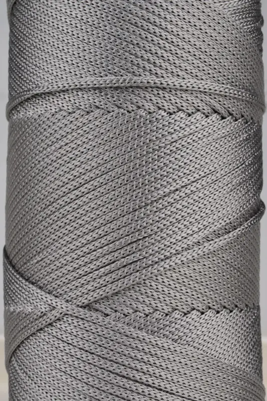 2 Mm - 200 gr Polyester Macrame Yarn Gray 230 M Polyester Macrame Yarn Placemat Yarn and Bag Yarn-Gray - 2