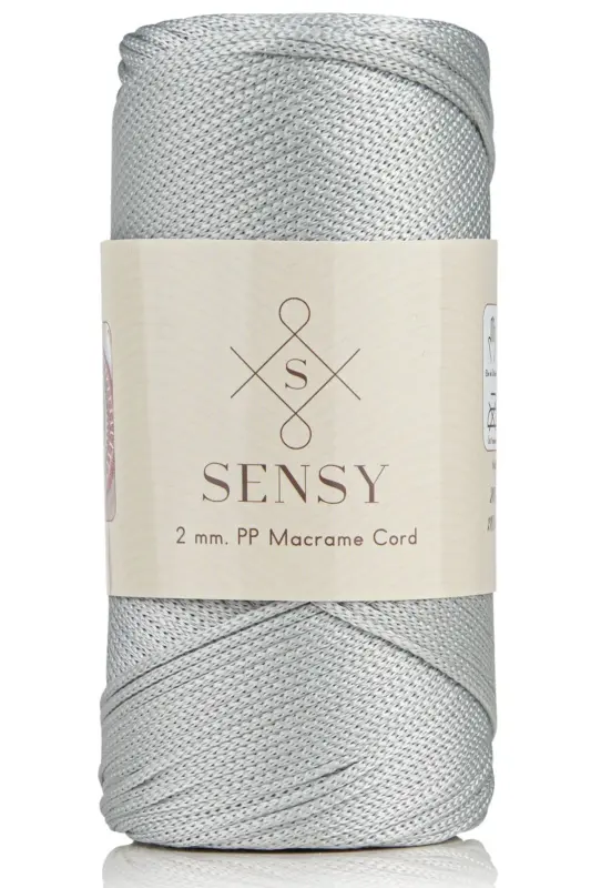 2 Mm - 200 gr Polyester Macrame Yarn Light Gray 230 M Polyester Macrame Yarn Placemat Yarn and Bag Yarn-Light Gray - 2