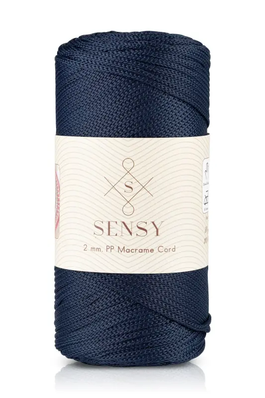 2 Mm - 200 gr Polyester Macrame Yarn Navy Blue 230 M Polyester Macrame Yarn Placemat Yarn and Bag Yarn-Navy Blue - 1