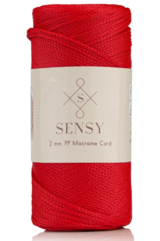 2 Mm - 200 gr Polyester Macrame Yarn Red 230 M Polyester Macrame Yarn Placemat Yarn and Bag Yarn-Red - SENSY