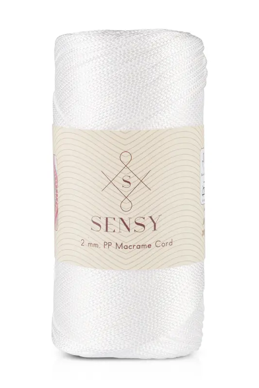 2 Mm - 200 gr Polyester Makrome Ipi Beyaz 230 M Polyester Makrome Ip Supla Ip Ve Çanta Ipliği-Beyaz - SENSY