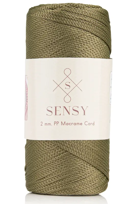 2 Mm - 200 gr Polyester Makrome Ipi Haki 230 M Polyester Makrome Ip Supla Ip Ve Çanta Ipliği-Haki - SENSY