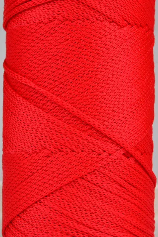 2 Mm - 200 gr Polyester Makrome Ipi Kırmızı 230 M Polyester Makrome Ip Supla Ip Ve Çanta Ipliği - Kırmızı - 3