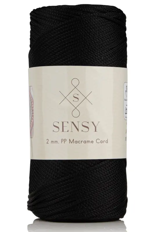2 Mm - 200 gr Polyester Makrome Ipi Qora 230 M Polyester Makrome Ip Supla Ip Va Çanta Ipliği-Qora - SENSY