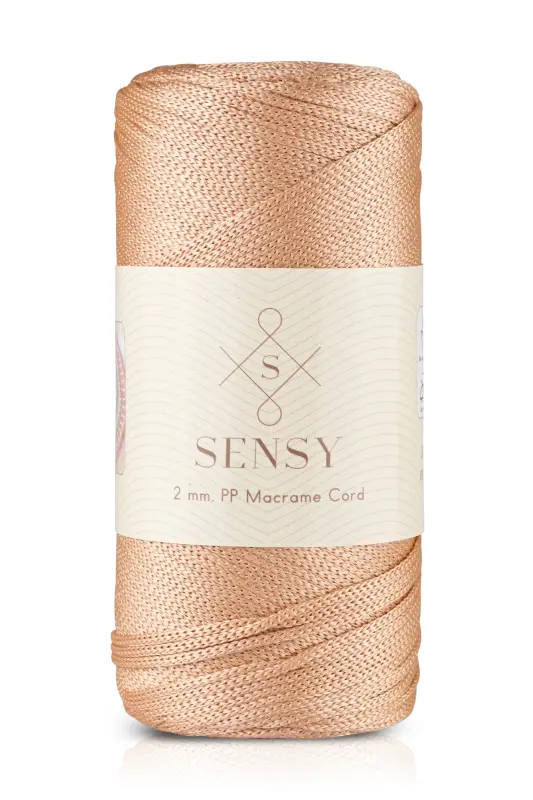 2 Mm - 200 gr Polyester Makrome Ipi Ten Rengi 230 M Polyester Makrome Ip Supla Ip Ve Çanta Ipliği-Ten Rengi - 1