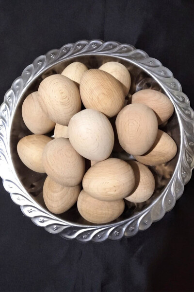 2 Natural Beech Wood Eggs - 7