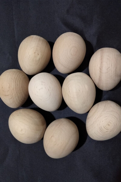 2 Natural Beech Wood Eggs - 2