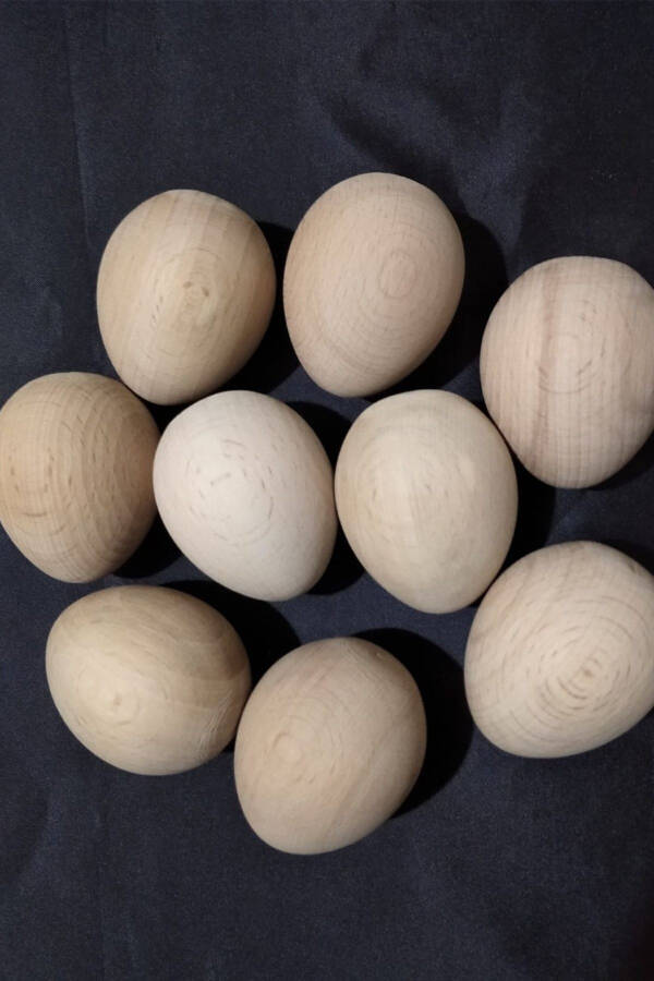 2 Natural Beech Wood Eggs - 2
