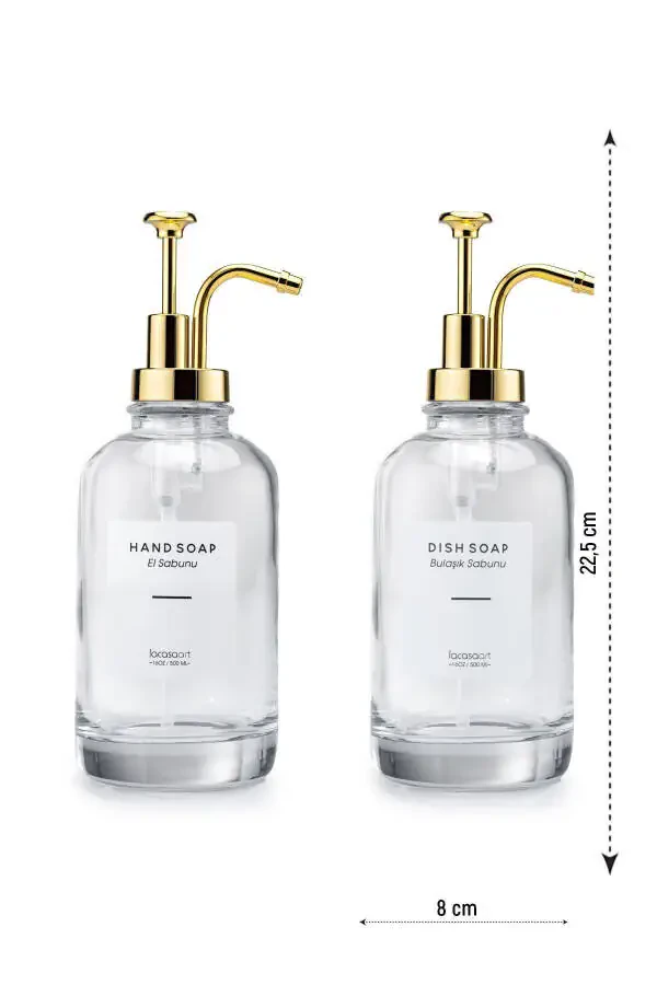 2-pack 500ml Countertop Glass Liquid Soap Dispenser Kitchen (6 LABELS) Lcats20121 - 3