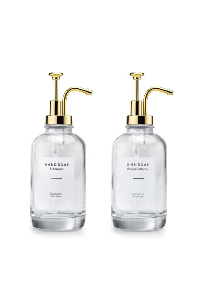 2-pack 500ml Countertop Glass Liquid Soap Dispenser Kitchen (6 LABELS) Lcats20121 - 4