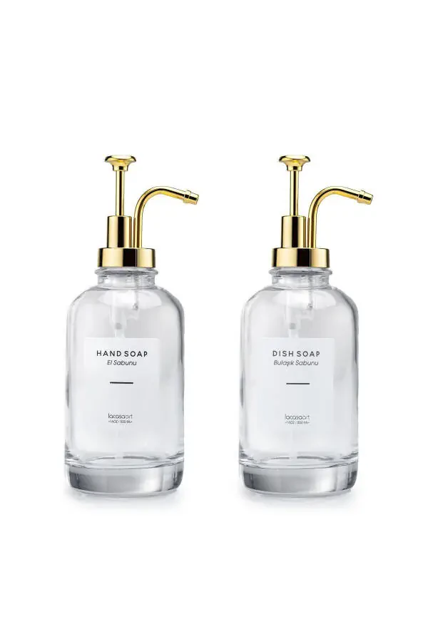 2-pack 500ml Countertop Glass Liquid Soap Dispenser Kitchen (6 LABELS) Lcats20121 - 4