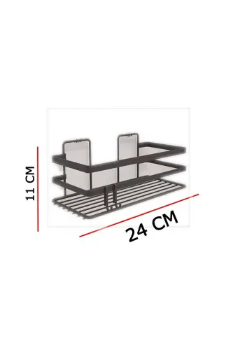 2 Pack Adhesive & Hooks Bathroom Shelf, Sticky Bathroom Organizer, No Drilling - 8
