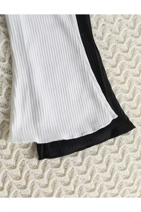 2 Pack Baby Girl and Girl Kids Cashmere Comfortable Fit Wide Leg Leggings - 2