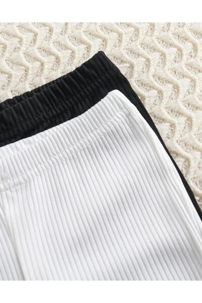 2 Pack Baby Girl and Girl Kids Cashmere Comfortable Fit Wide Leg Leggings - 4