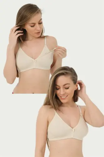 2-Pack Beige Nursing Bra Cotton Lycra - 6