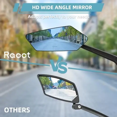 2 Pack Bicycle Mirror for Handlebar, Bike Rear View Mirror(Blu-ray Version) | Bike Mirror Handlebar Mount, 360° Adjustable Scratch Resistant Glass Lens, Bike Universal Fit Accessories - 5