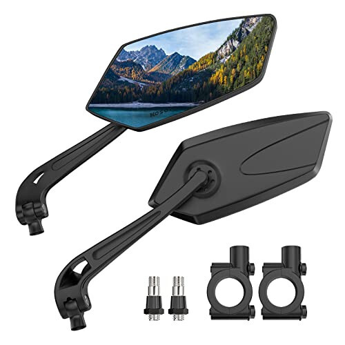 2 Pack Bike Mirrors, eBike Mirrors for Handlebars, 360° Adjustable Safety Bicycle Rear View Mirrors, Scratch Resistant Glass Lens, Bicycle Universal Fit Accessories - RAOOT