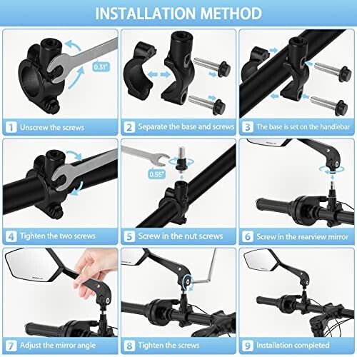 2 Pack Bike Mirrors, eBike Mirrors for Handlebars, 360° Adjustable Safety Bicycle Rear View Mirrors, Scratch Resistant Glass Lens, Bicycle Universal Fit Accessories - 4