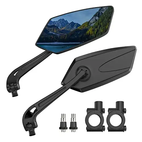 2 Pack Bike Mirrors, eBike Mirrors for Handlebars (Blu-ray Version) | 360° Adjustable Safety Bicycle Rear View Mirrors, Scratch Resistant Glass Lens, Bicycle Universal Fit Accessories - 1