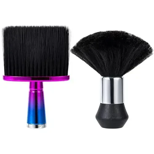 2 Pack Black Large Barber Brush Neck Duster, Beomeen Soft Neck Brush for Hair Cutting, Neck Face Cleaning Hair Sweep Brushes Salon Tool - 2