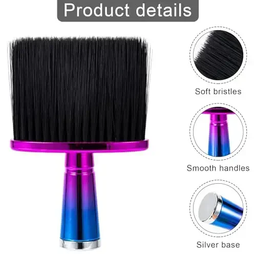 2 Pack Black Large Barber Brush Neck Duster, Beomeen Soft Neck Brush for Hair Cutting, Neck Face Cleaning Hair Sweep Brushes Salon Tool - 4