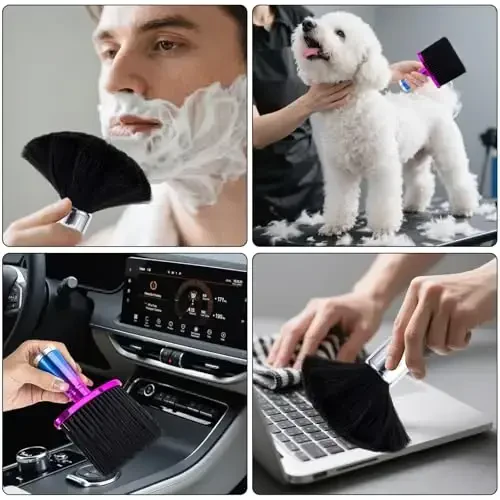 2 Pack Black Large Barber Brush Neck Duster, Beomeen Soft Neck Brush for Hair Cutting, Neck Face Cleaning Hair Sweep Brushes Salon Tool - 6