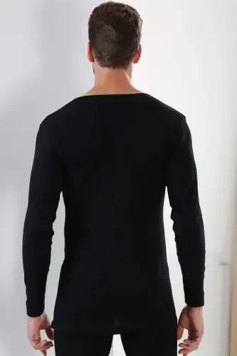 2-Pack Black Men's Badi Long Sleeve T-Shirt Crew Neck Basic 100% Cotton Ribana - 6