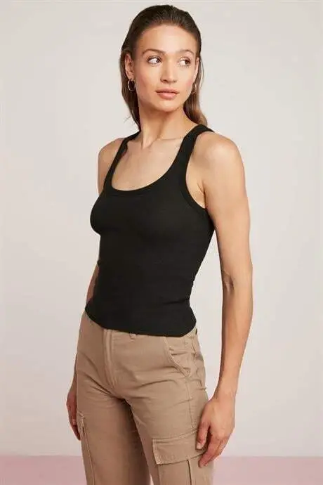 2 Pack Black Women's Lace Trim Cami Tank Top Thick Strap Basic - 2