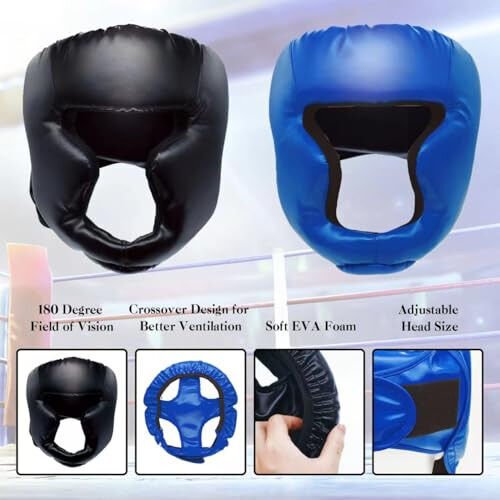 2 Pack Boxing Headgear Boxing Gear Equipment Taekwondo Sparring Gear MMA Gear Muay Thai Boxing Safety Helmet Boxing Protective Gear for Men Women Beginner - 4
