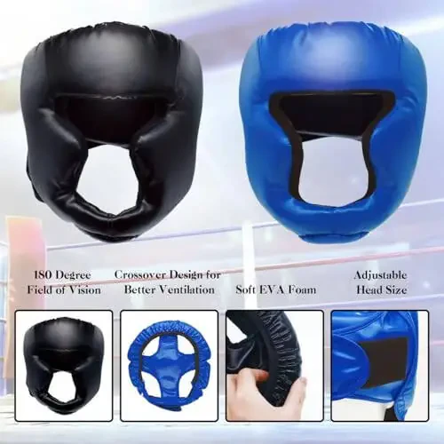 2 Pack Boxing Headgear Boxing Gear Equipment Taekwondo Sparring Gear MMA Gear Muay Thai Boxing Safety Helmet Boxing Protective Gear for Men Women Beginner - 4
