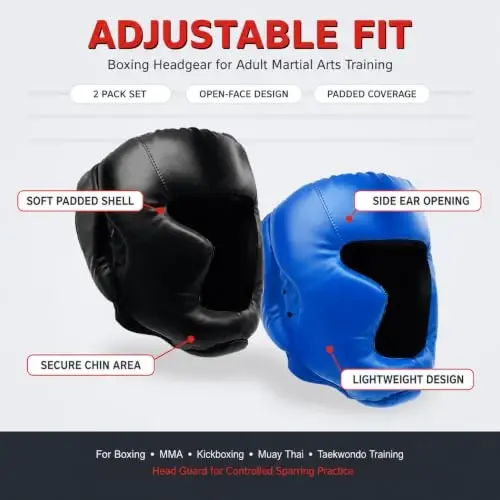 2 Pack Boxing Headgear Boxing Gear Equipment Taekwondo Sparring Gear MMA Gear Muay Thai Boxing Safety Helmet Boxing Protective Gear for Men Women Beginner 