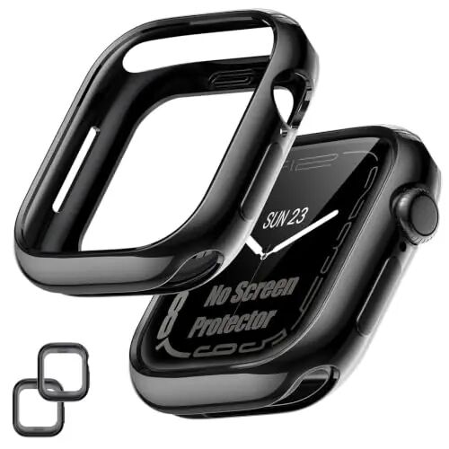 [2 Pack] Bumper Case for Apple Watch Series 12 42mm, Black | No Screen Protector, Slim Soft Flexible TPU Lightweight Thin Shockproof Cover Protector Accessories for iWatch - Goton