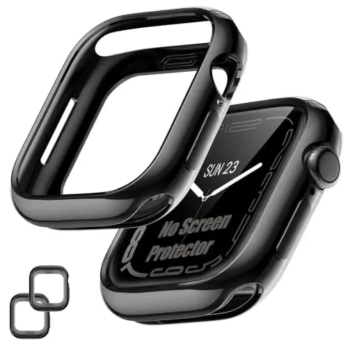[2 Pack] Bumper Case for Apple Watch Series 12 42mm, Black | No Screen Protector, Slim Soft Flexible TPU Lightweight Thin Shockproof Cover Protector Accessories for iWatch - 1