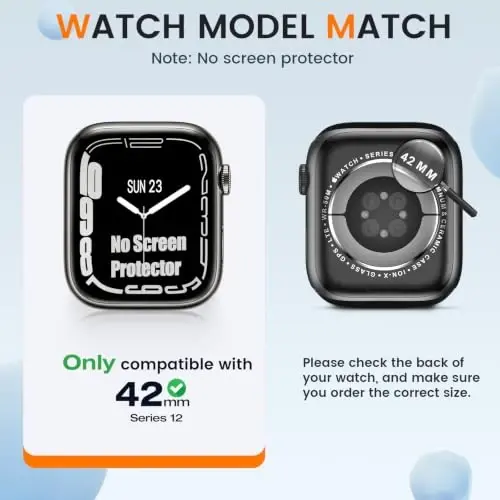 [2 Pack] Bumper Case for Apple Watch Series 12 42mm, Clear | No Screen Protector, Slim Soft Flexible TPU Lightweight Thin Shockproof Cover Protector Accessories for iWatch - Goton (1)