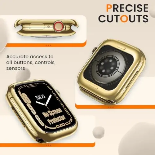 [2 Pack] Bumper Case for Apple Watch Series 12 42mm, Gold | No Screen Protector, Slim Soft Flexible TPU Lightweight Thin Shockproof Cover Protector Accessories for iWatch - 5