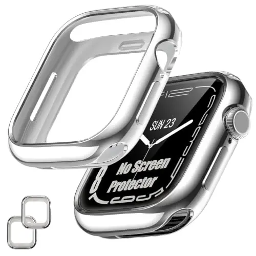 [2 Pack] Bumper Case for Apple Watch Series 12 42mm, Silver | No Screen Protector, Slim Soft Flexible TPU Lightweight Thin Shockproof Cover Protector Accessories for iWatch - 1