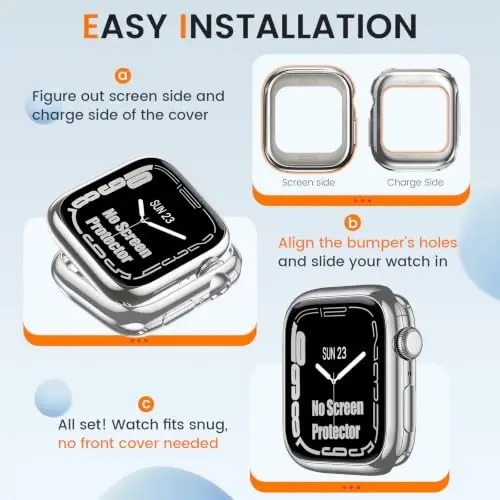 [2 Pack] Bumper Case for Apple Watch Series 12 42mm, Silver | No Screen Protector, Slim Soft Flexible TPU Lightweight Thin Shockproof Cover Protector Accessories for iWatch - 3