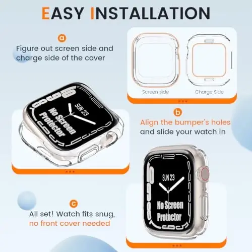 [2 Pack] Bumper Case for Apple Watch Series 12 46mm, Clear | No Screen Protector, Slim Soft Flexible TPU Lightweight Thin Shockproof Cover Protector Accessories for iWatch - 3