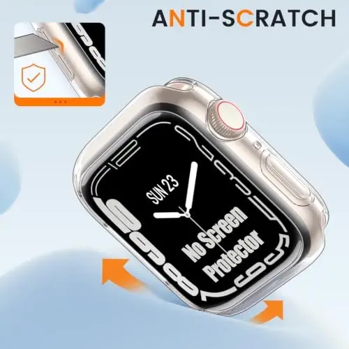 [2 Pack] Bumper Case for Apple Watch Series 12 46mm, Clear | No Screen Protector, Slim Soft Flexible TPU Lightweight Thin Shockproof Cover Protector Accessories for iWatch - 4