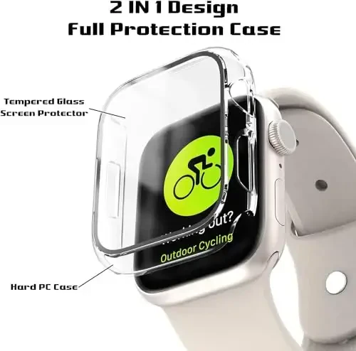 2 Pack Case for Apple Watch 40mm SE Series 6/5/4/SE 2nd Gen with Tempered Glass Screen Protector, EWUONU Full Protective Cover Hard PC Bumper Face Cover for iWatch 40mm, Clear - EWUONU (1)