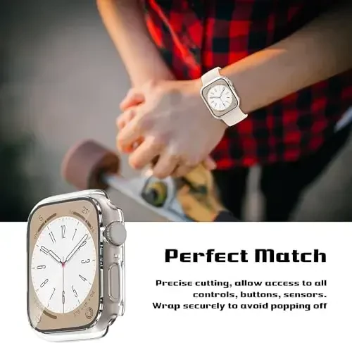 2 Pack Case for Apple Watch 40mm SE Series 6/5/4/SE 2nd Gen with Tempered Glass Screen Protector, EWUONU Full Protective Cover Hard PC Bumper Face Cover for iWatch 40mm, Clear - 4