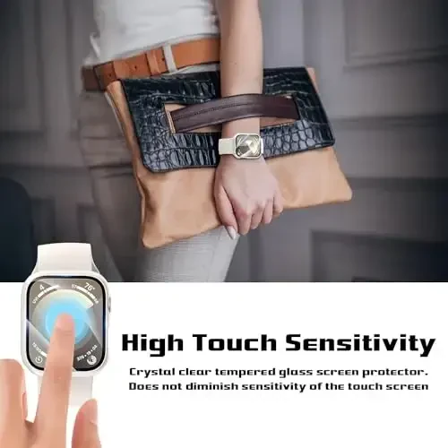 2 Pack Case for Apple Watch 40mm SE Series 6/5/4/SE 2nd Gen with Tempered Glass Screen Protector, EWUONU Full Protective Cover Hard PC Bumper Face Cover for iWatch 40mm (Starlight) - 4