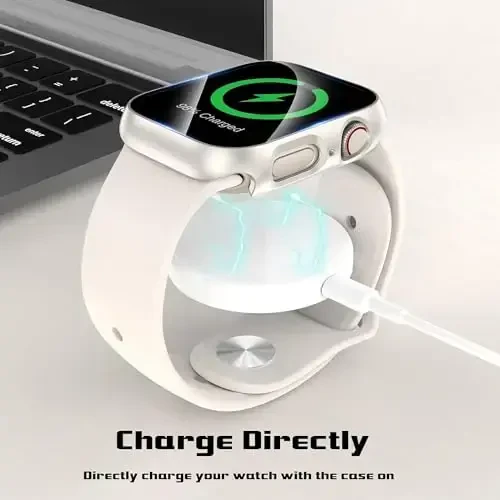 2 Pack Case for Apple Watch 40mm SE Series 6/5/4/SE 2nd Gen with Tempered Glass Screen Protector, EWUONU Full Protective Cover Hard PC Bumper Face Cover for iWatch 40mm (Starlight) - 6